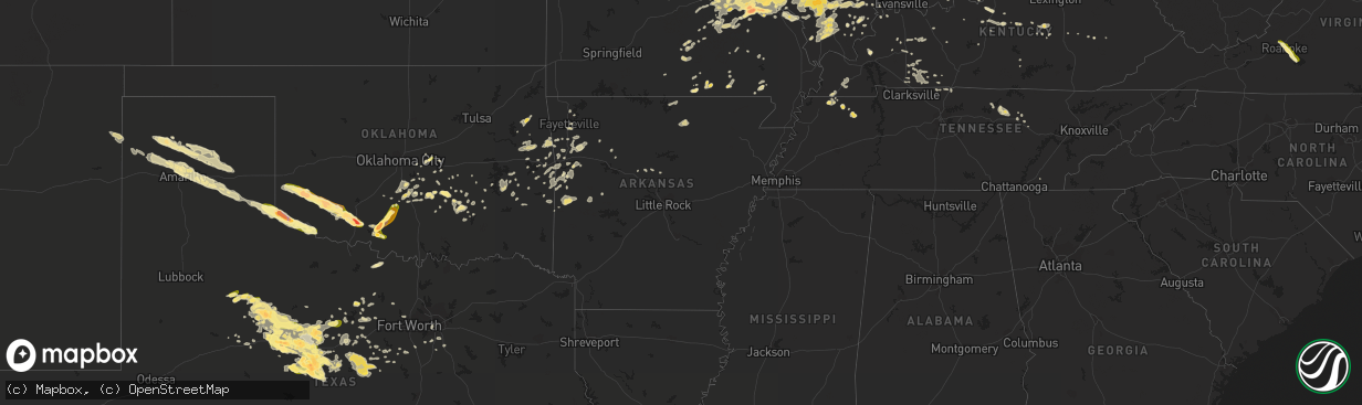 Hail map in Arkansas on May 11, 2016