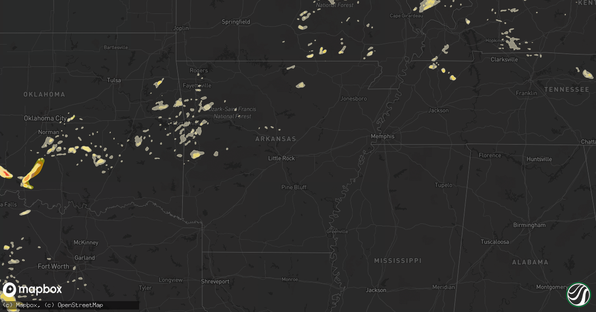 Hail map in Arkansas on May 11, 2016