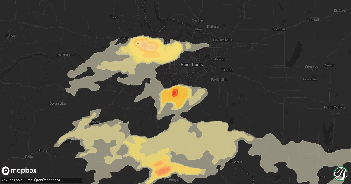 Hail map in Arnold, MO on May 11, 2016