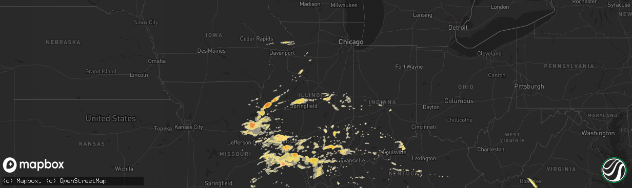 Hail map in Illinois on May 11, 2016