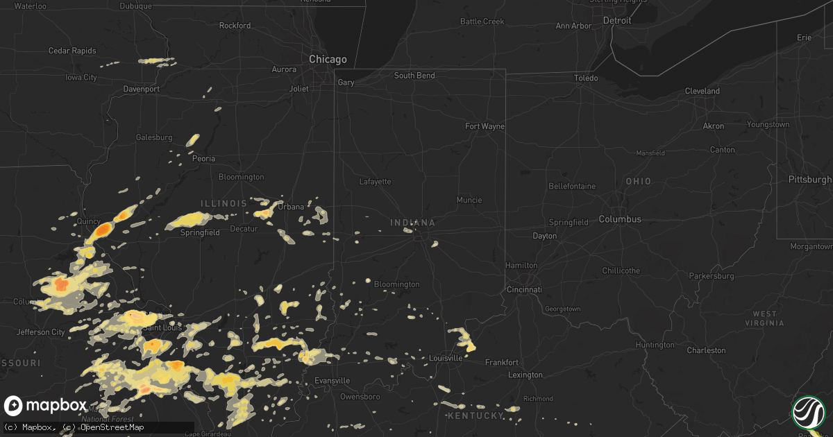 Hail map in Indiana on May 11, 2016