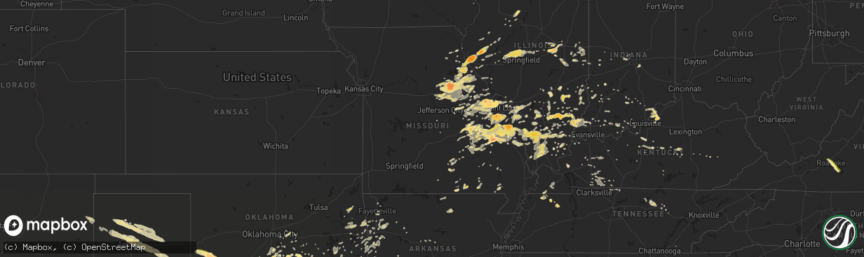 Hail map in Missouri on May 11, 2016