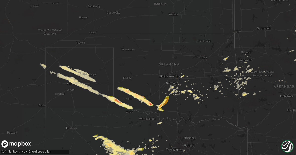 Hail map in Oklahoma on May 11, 2016