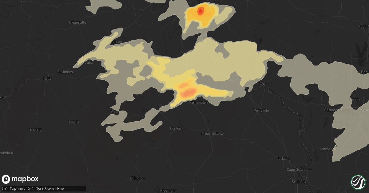 Hail map in Park Hills, MO on May 11, 2016