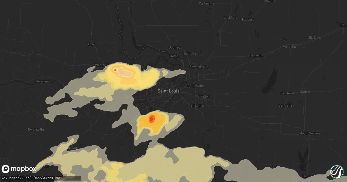 Hail map in Saint Louis, MO on May 11, 2016