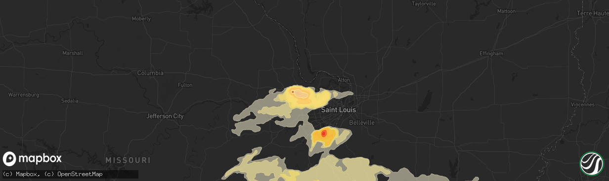 Hail map in Saint Peters, MO on May 11, 2016