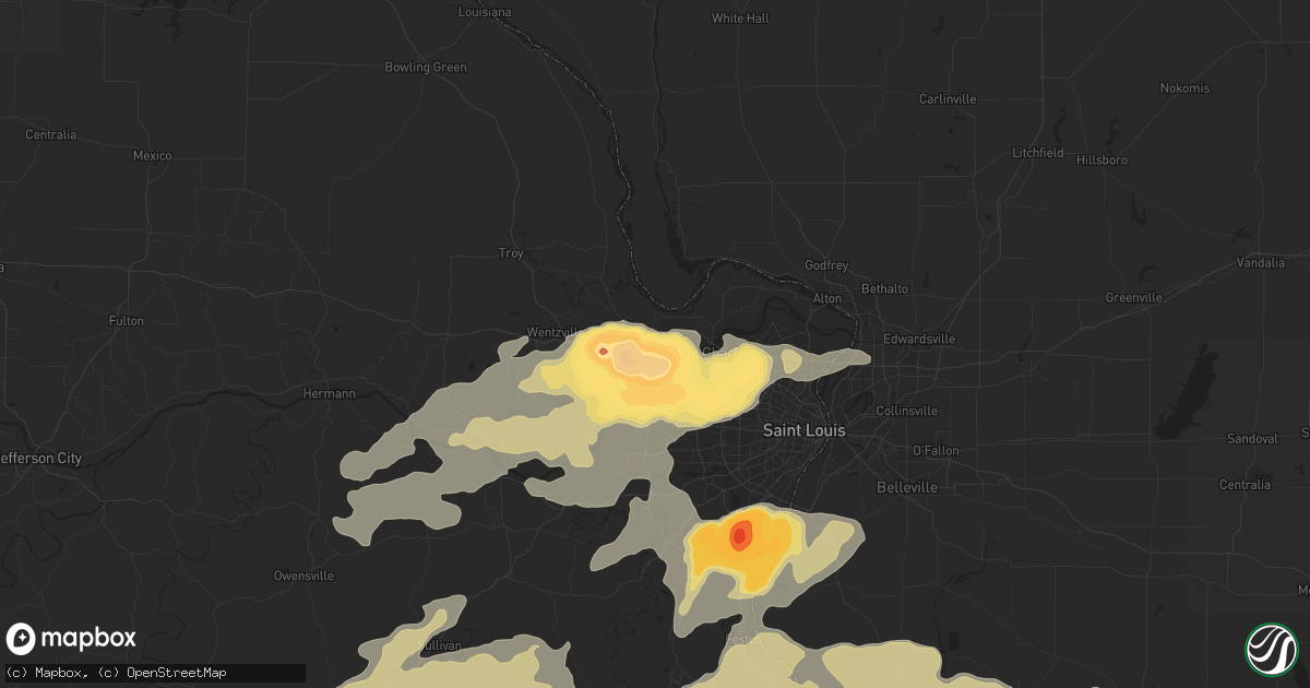 Hail map in Saint Peters, MO on May 11, 2016