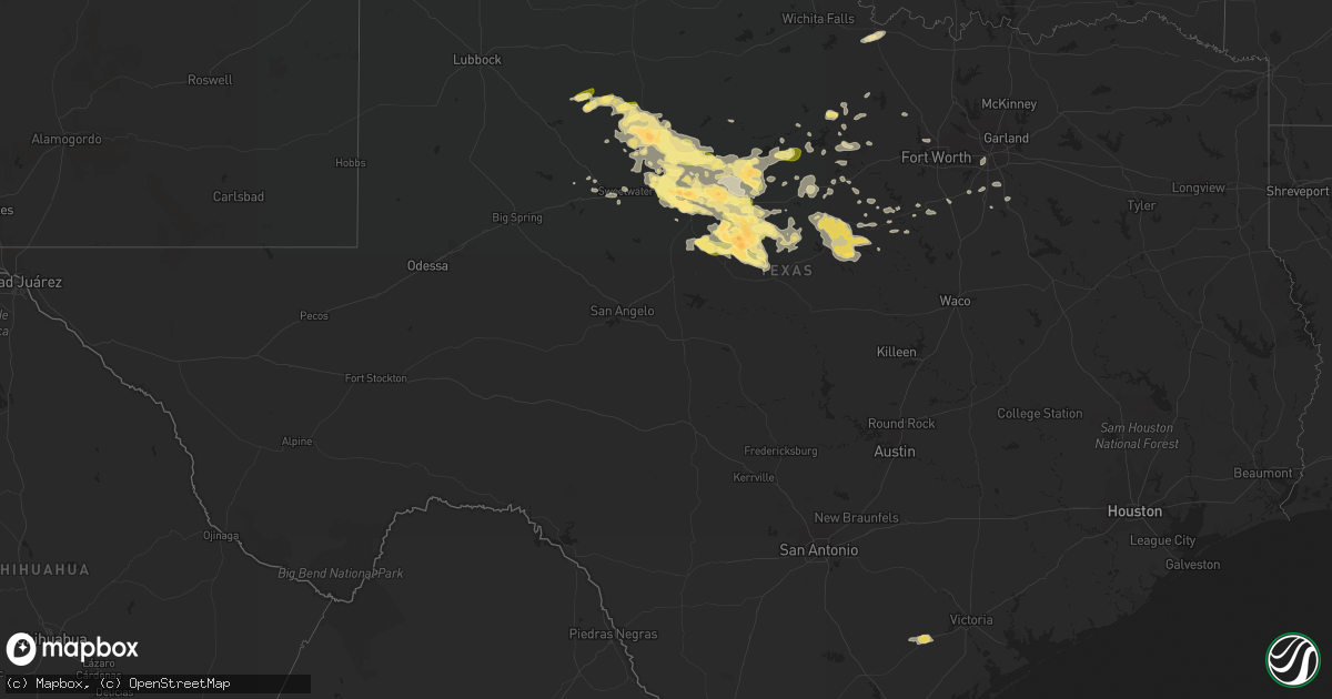 Hail map in Texas on May 11, 2016
