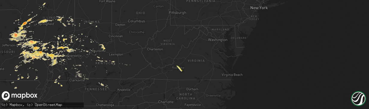 Hail map in Virginia on May 11, 2016