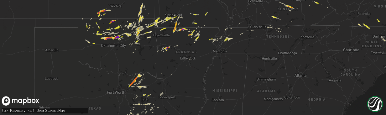 Hail map in Arkansas on May 11, 2017