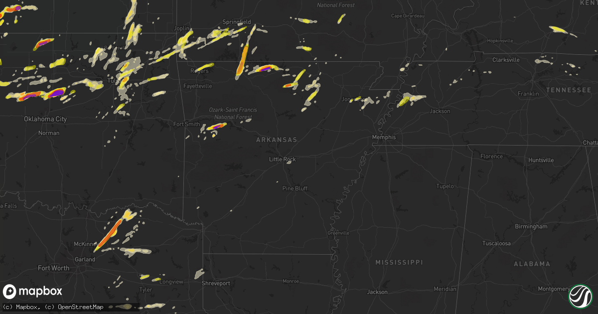Hail map in Arkansas on May 11, 2017