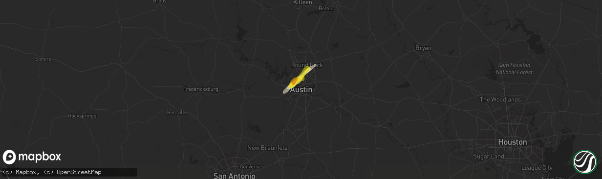 Hail map in Austin, TX on May 11, 2017