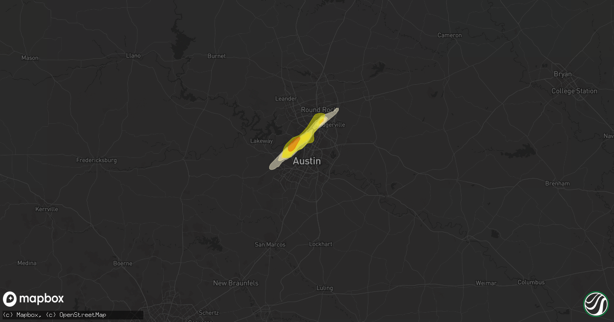 Hail map in Austin, TX on May 11, 2017