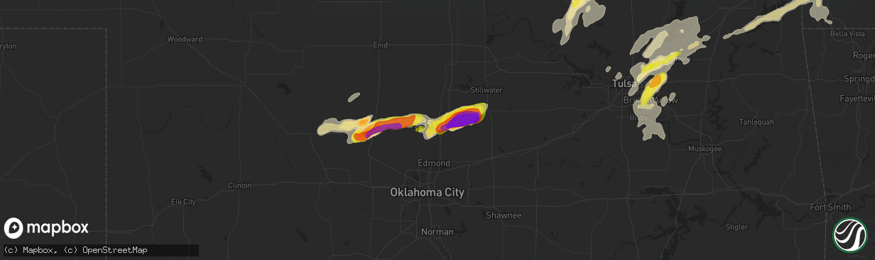 Hail map in Guthrie, OK on May 11, 2017