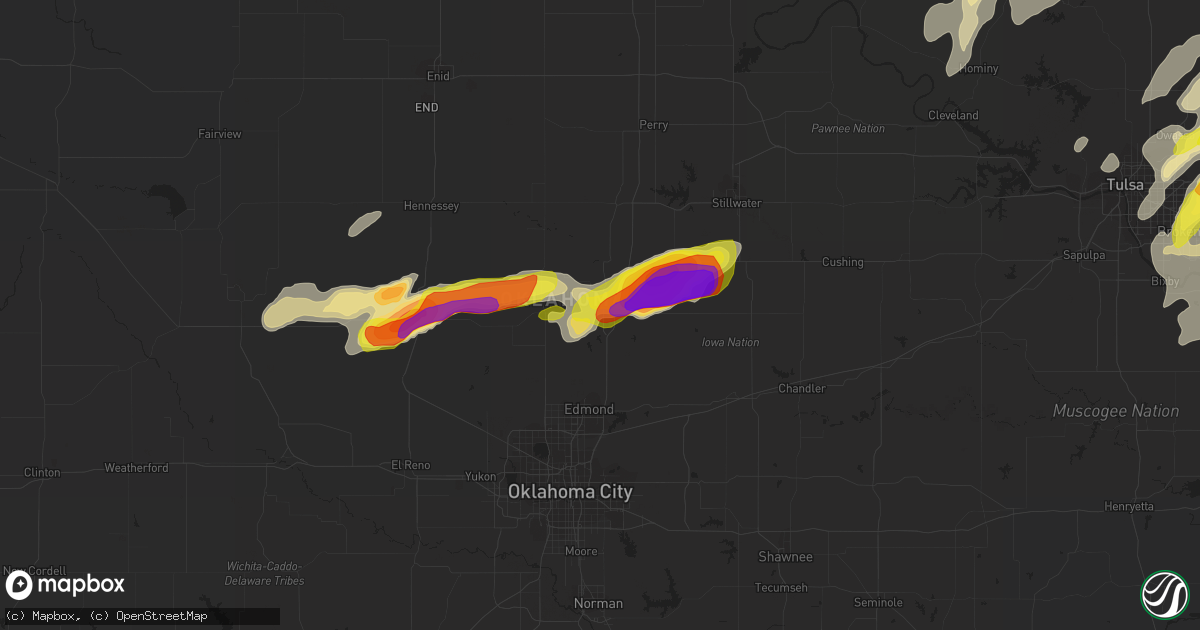Hail map in Guthrie, OK on May 11, 2017