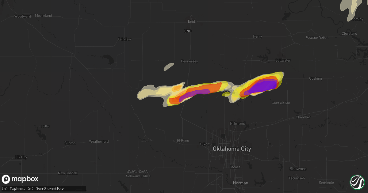 Hail map in Kingfisher, OK on May 11, 2017