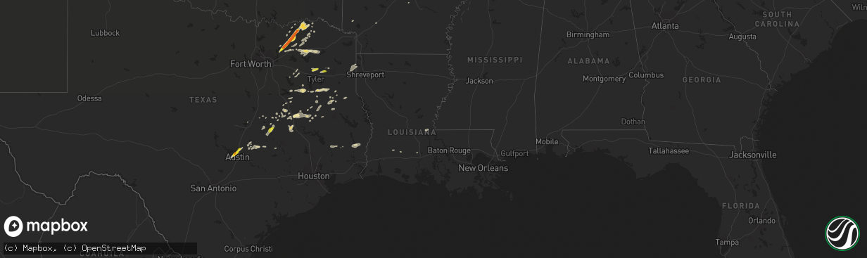 Hail map in Louisiana on May 11, 2017