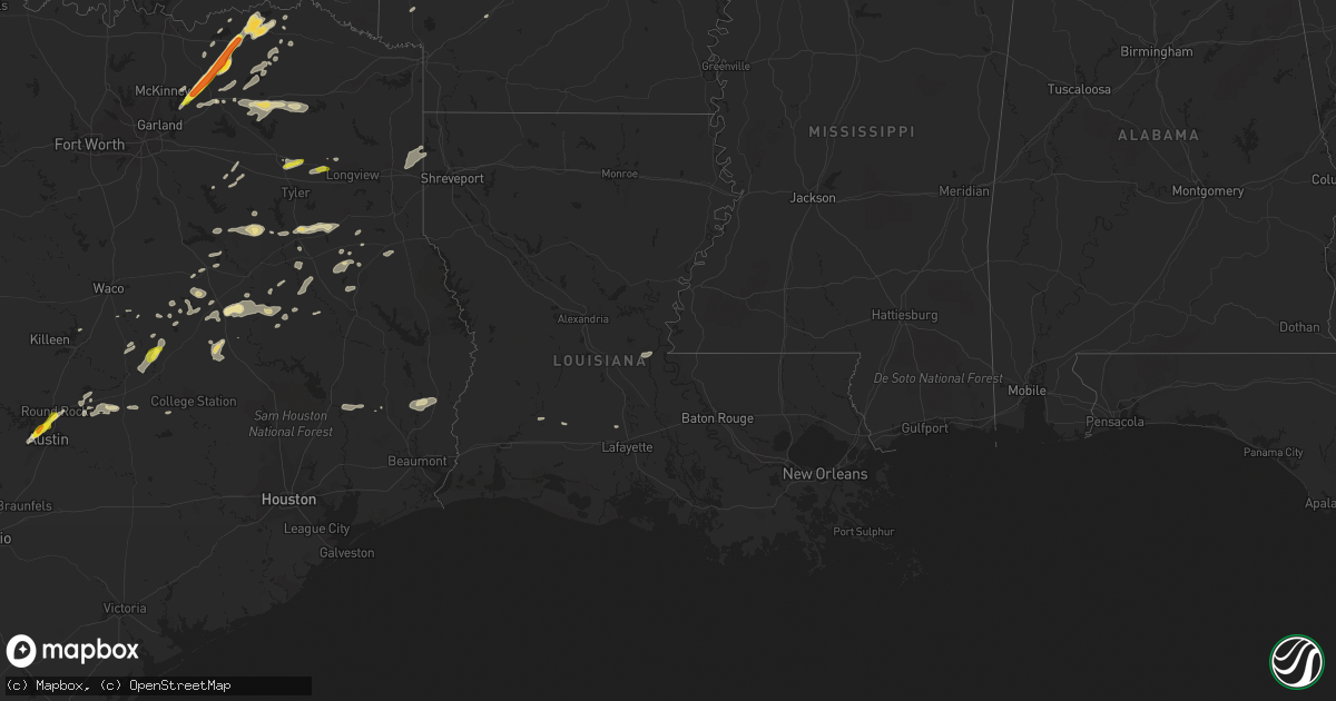 Hail map in Louisiana on May 11, 2017