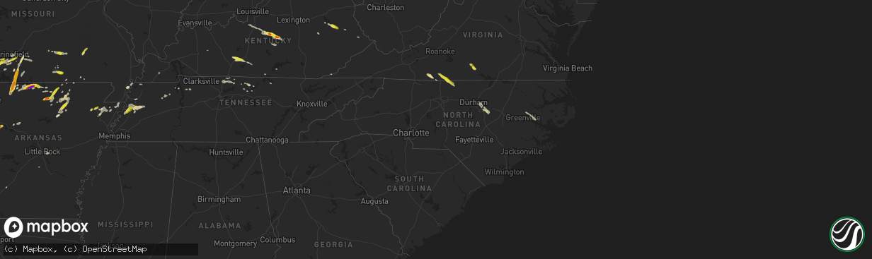 Hail map in North Carolina on May 11, 2017