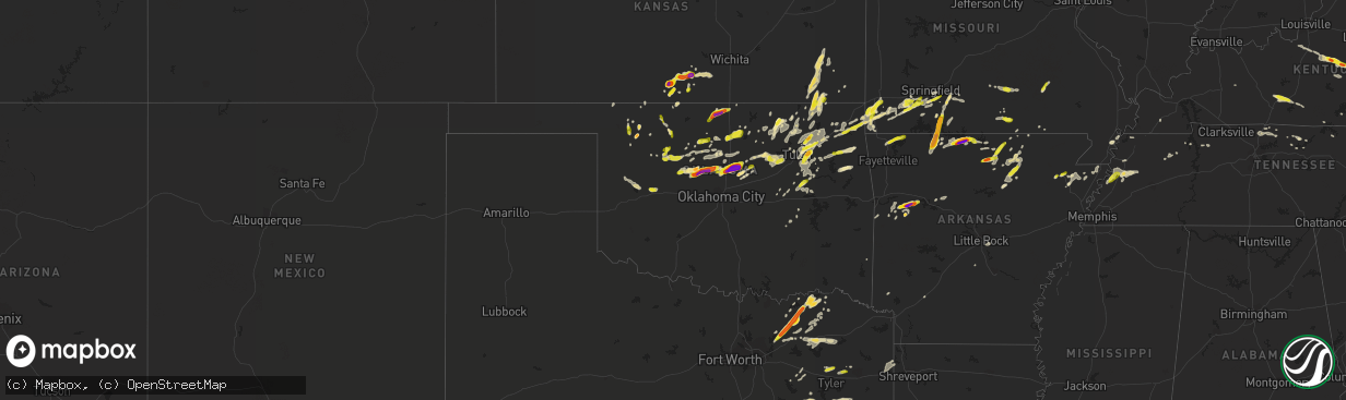 Hail map in Oklahoma on May 11, 2017