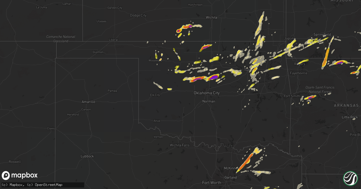 Hail map in Oklahoma on May 11, 2017