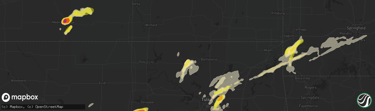 Hail map in Pawhuska, OK on May 11, 2017