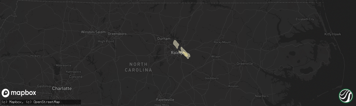 Hail map in Raleigh, NC on May 11, 2017