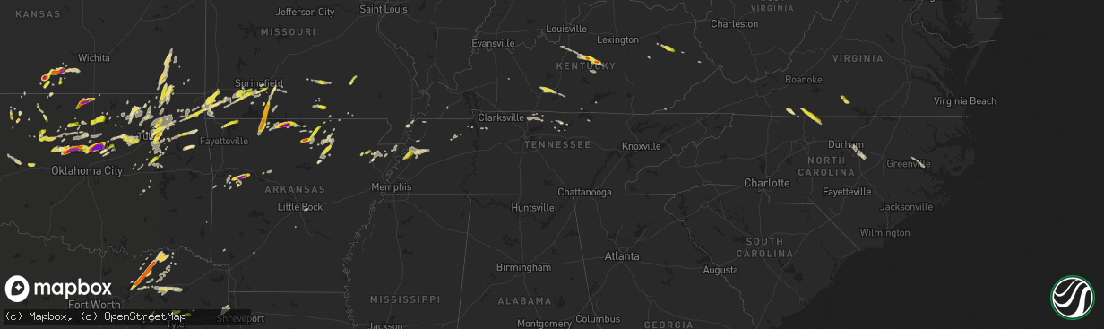 Hail map in Tennessee on May 11, 2017