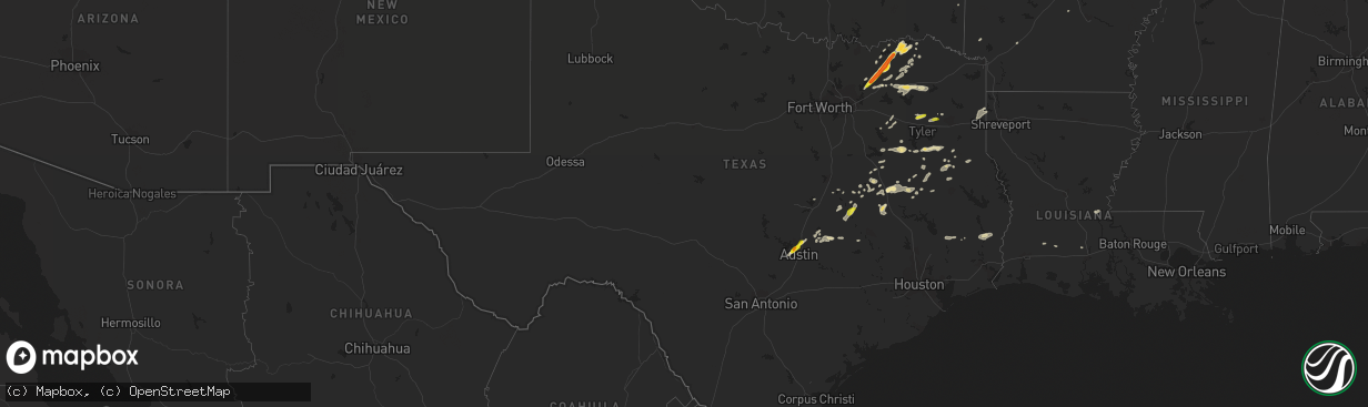 Hail map in Texas on May 11, 2017