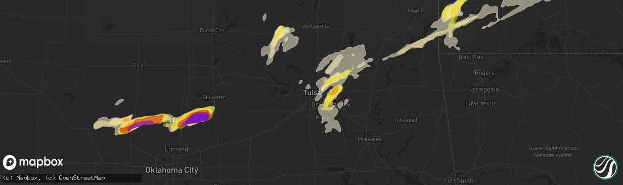 Hail map in Tulsa, OK on May 11, 2017