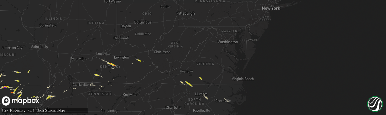 Hail map in Virginia on May 11, 2017