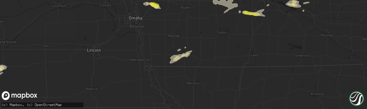 Hail map in Clarinda, IA on May 11, 2018