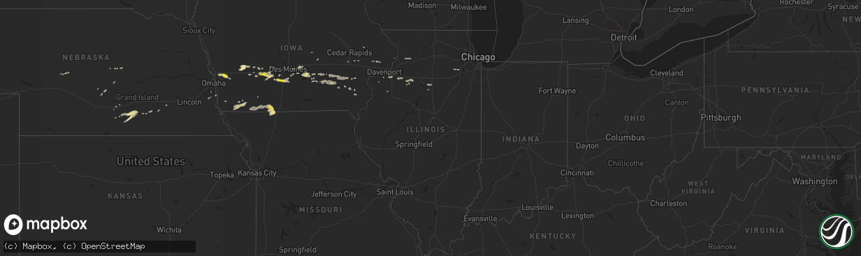 Hail map in Illinois on May 11, 2018