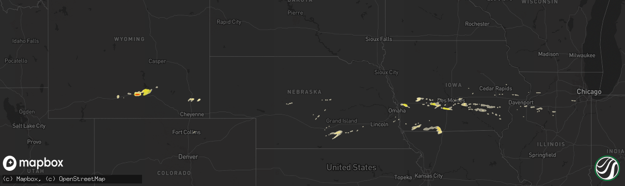 Hail map in Nebraska on May 11, 2018