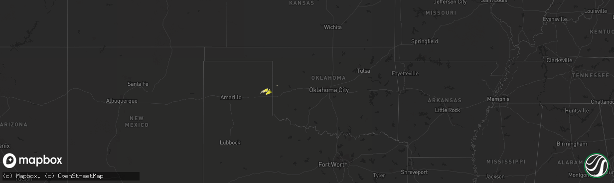 Hail map in Oklahoma on May 11, 2018