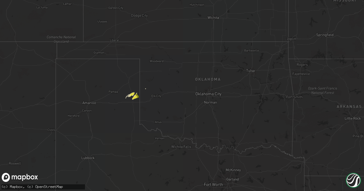 Hail map in Oklahoma on May 11, 2018