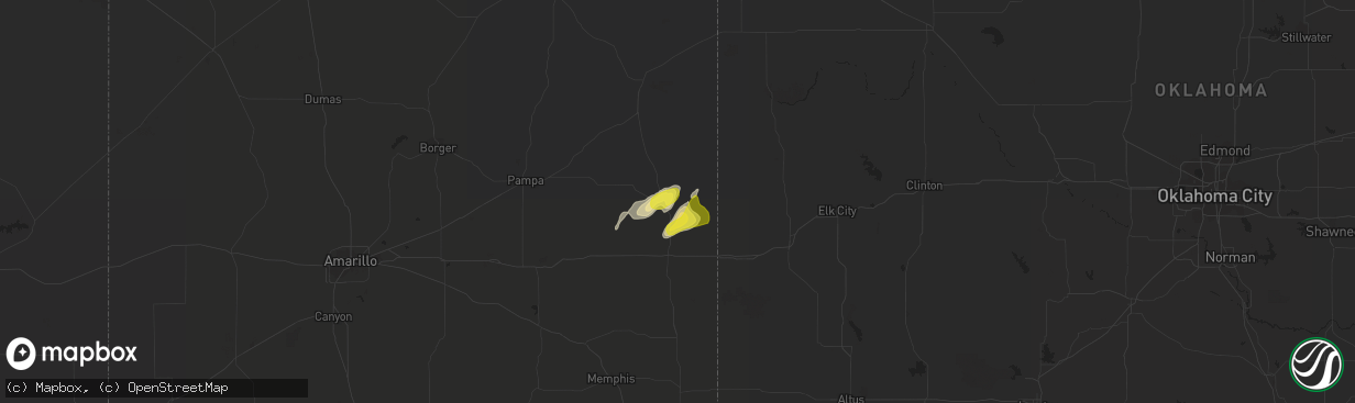 Hail map in Wheeler, TX on May 11, 2018