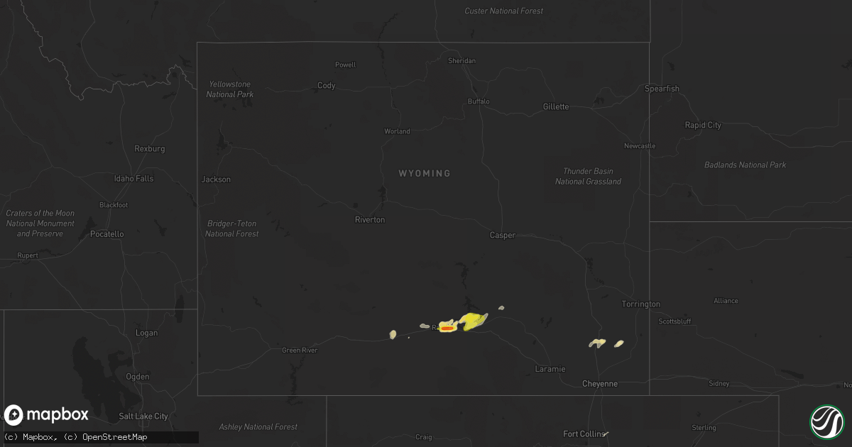 Hail map in Wyoming on May 11, 2018