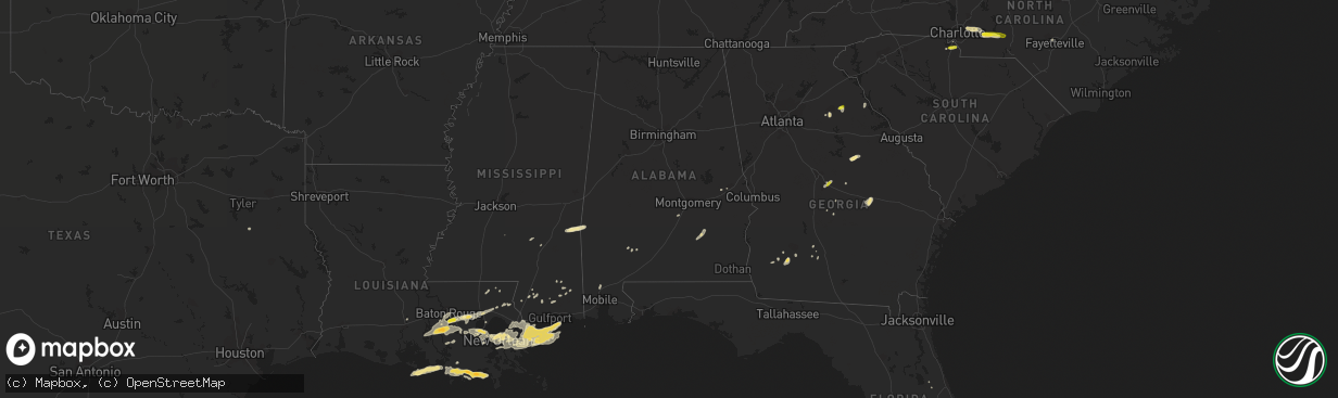 Hail map in Alabama on May 11, 2019