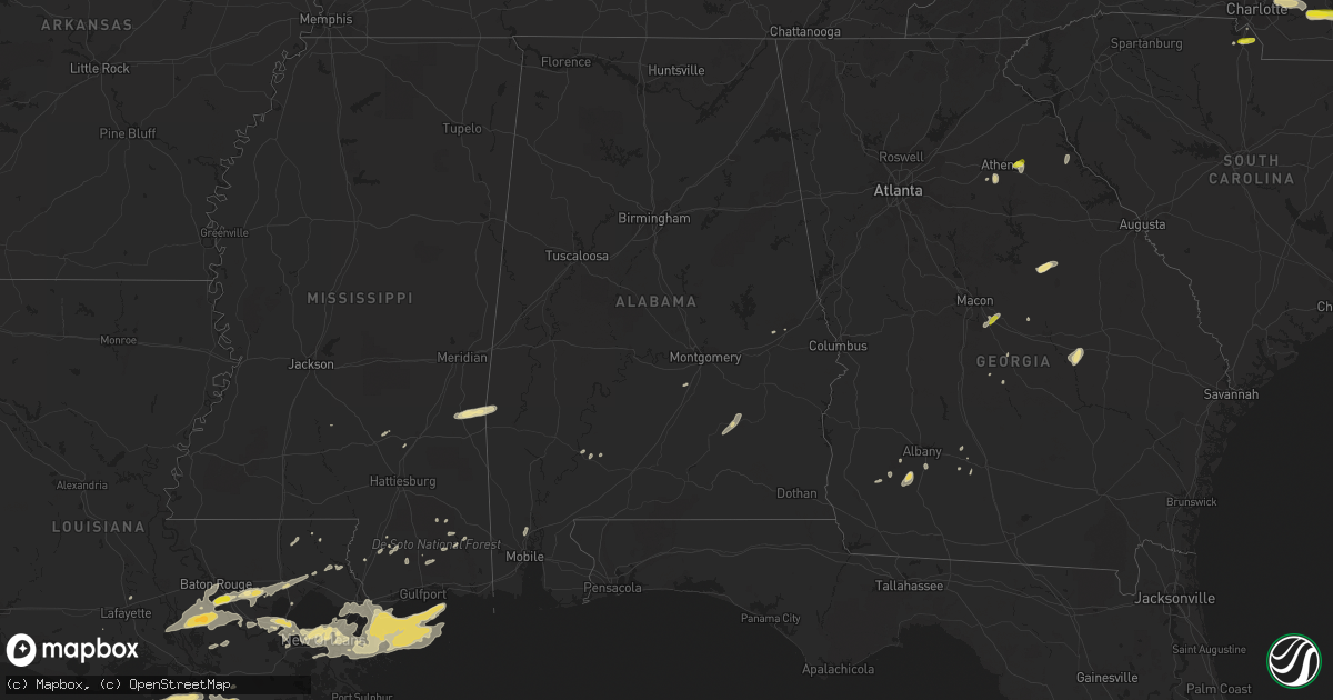 Hail map in Alabama on May 11, 2019