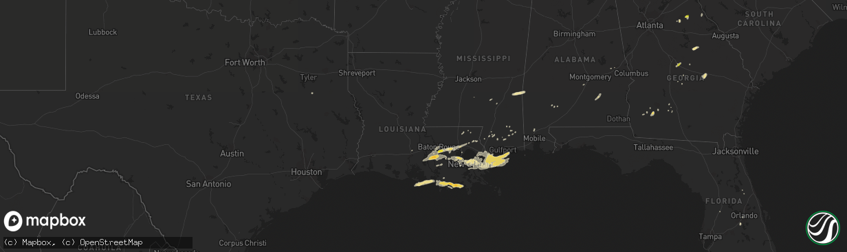 Hail map in Louisiana on May 11, 2019