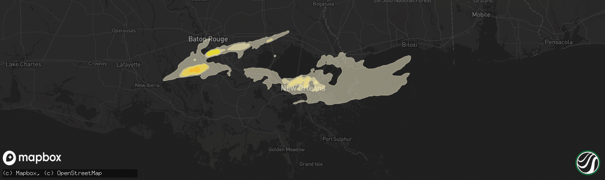 Hail map in New Orleans, LA on May 11, 2019