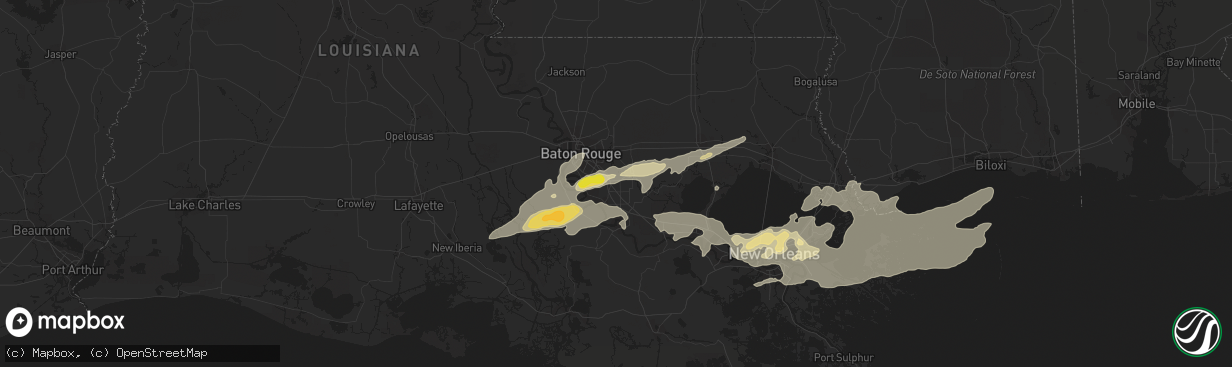 Hail map in Prairieville, LA on May 11, 2019