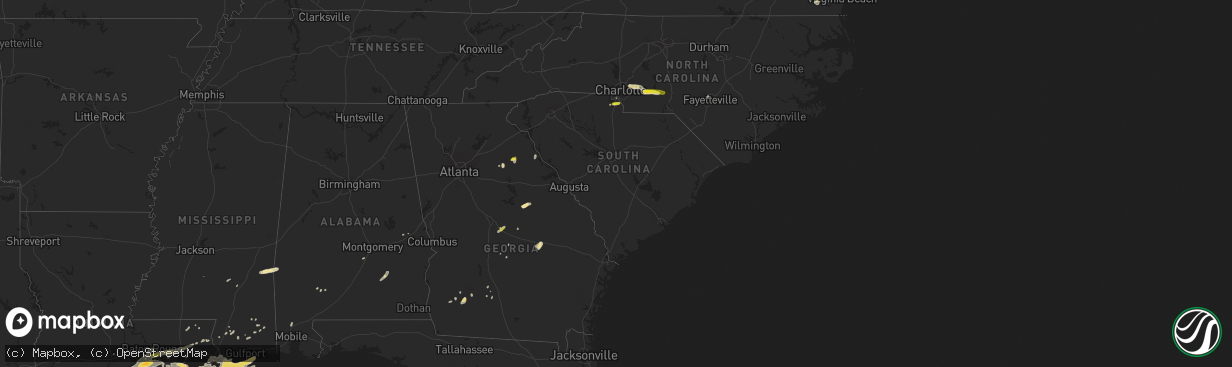 Hail map in South Carolina on May 11, 2019