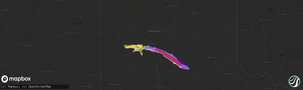 Hail map in Canyon, TX on May 11, 2020