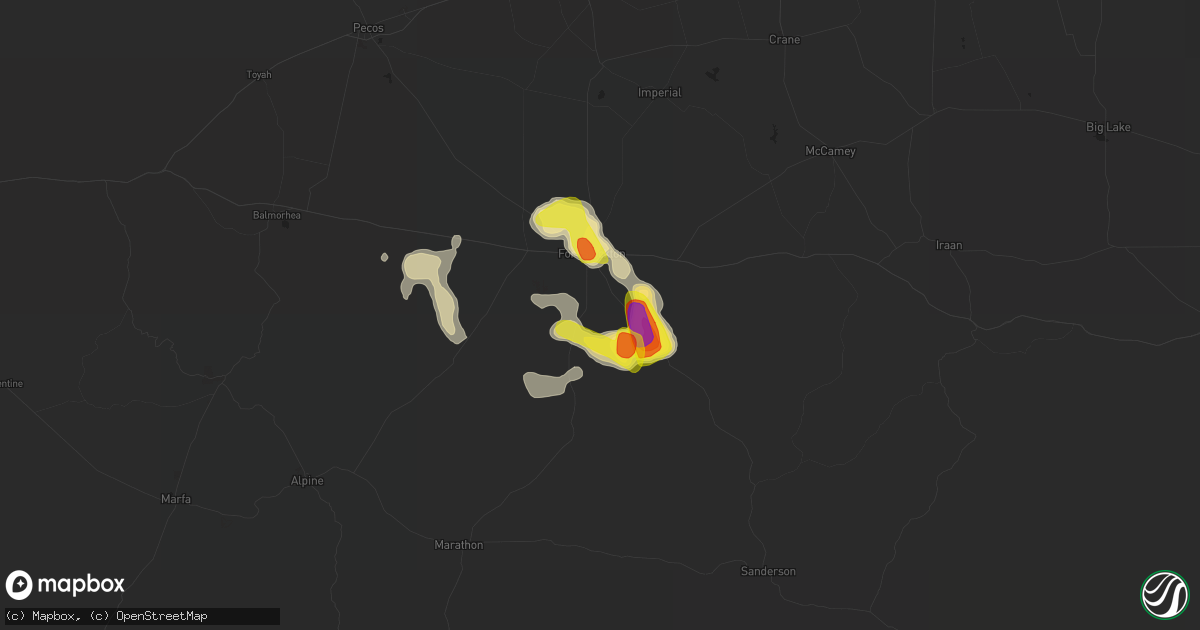 Hail map in Fort Stockton, TX on May 11, 2020