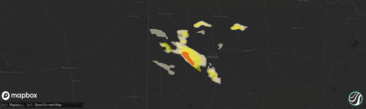 Hail map in Levelland, TX on May 11, 2020