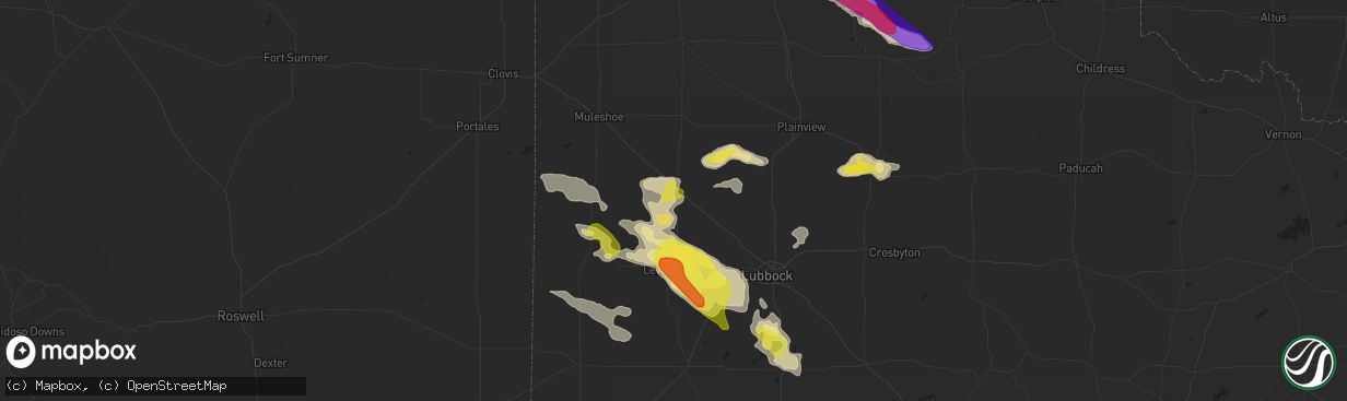 Hail map in Littlefield, TX on May 11, 2020