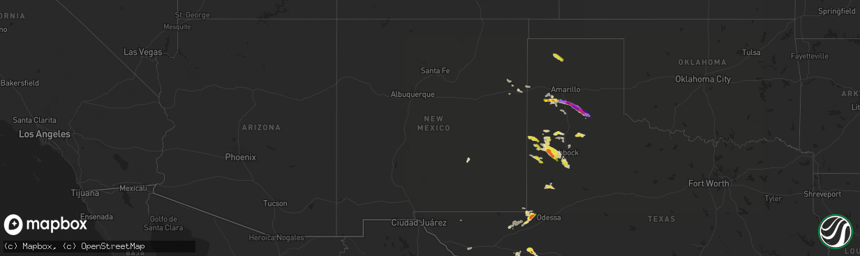 Hail map in New Mexico on May 11, 2020