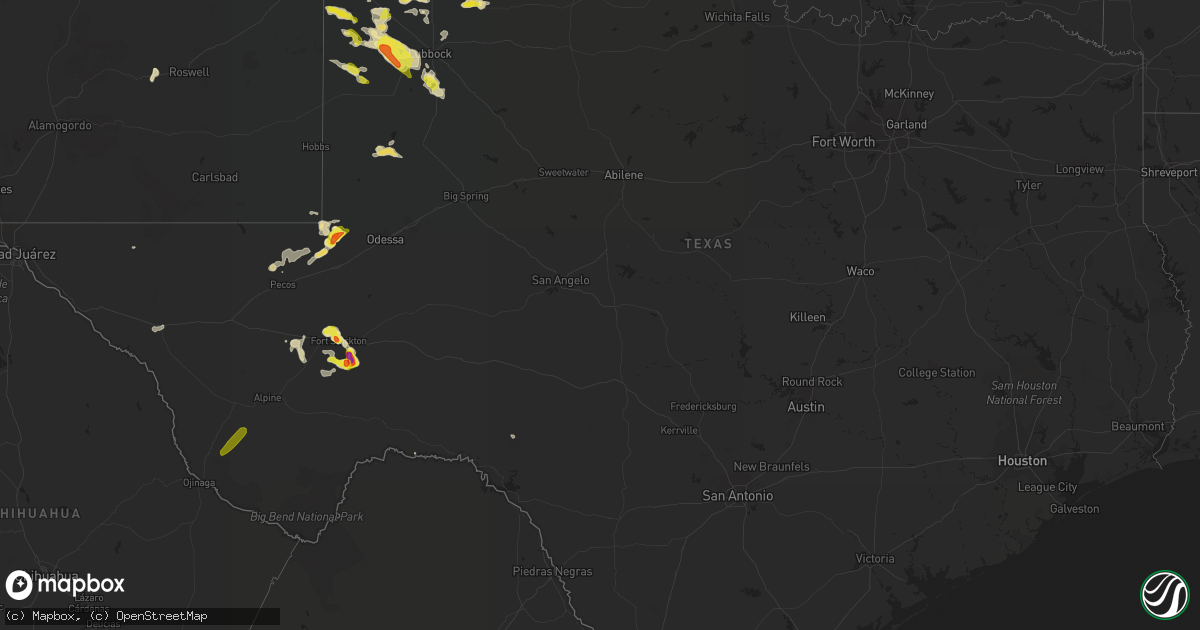 Hail map in Texas on May 11, 2020